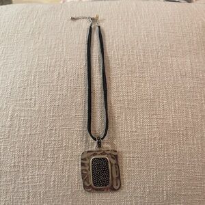 Silver and Black Pendant Necklace